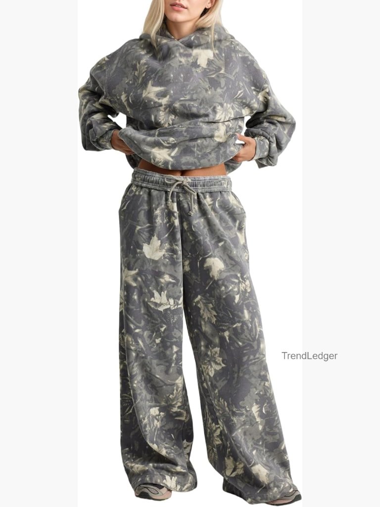 Oversized Fleece-Lined Hoodie And Sweatpants Set, Loose Fit Tracksuit